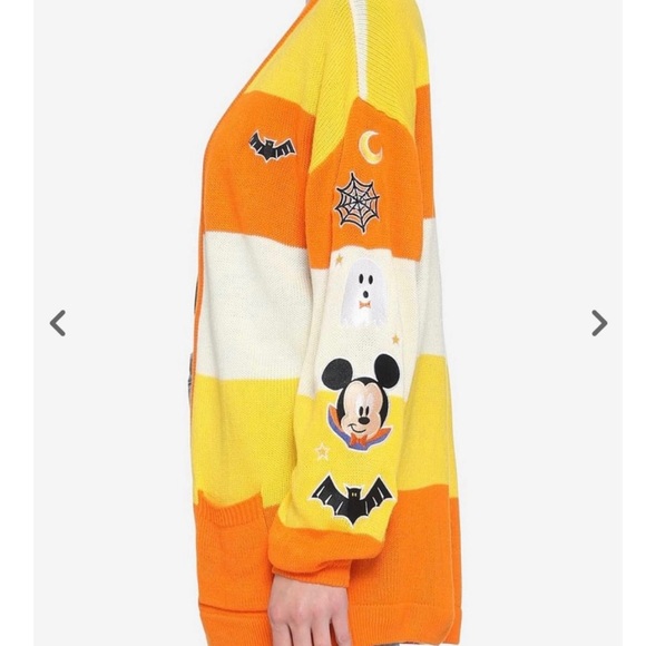 Disney Mickey Mouse Halloween Candy Corn Stripe Girls Open Cardigan Size Small - Picture 5 of 9